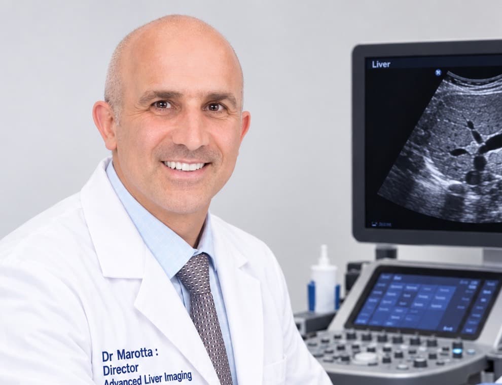 Dr. Paul Marotta, Director of Advanced Liver Imaging, performing a liver ultrasound
